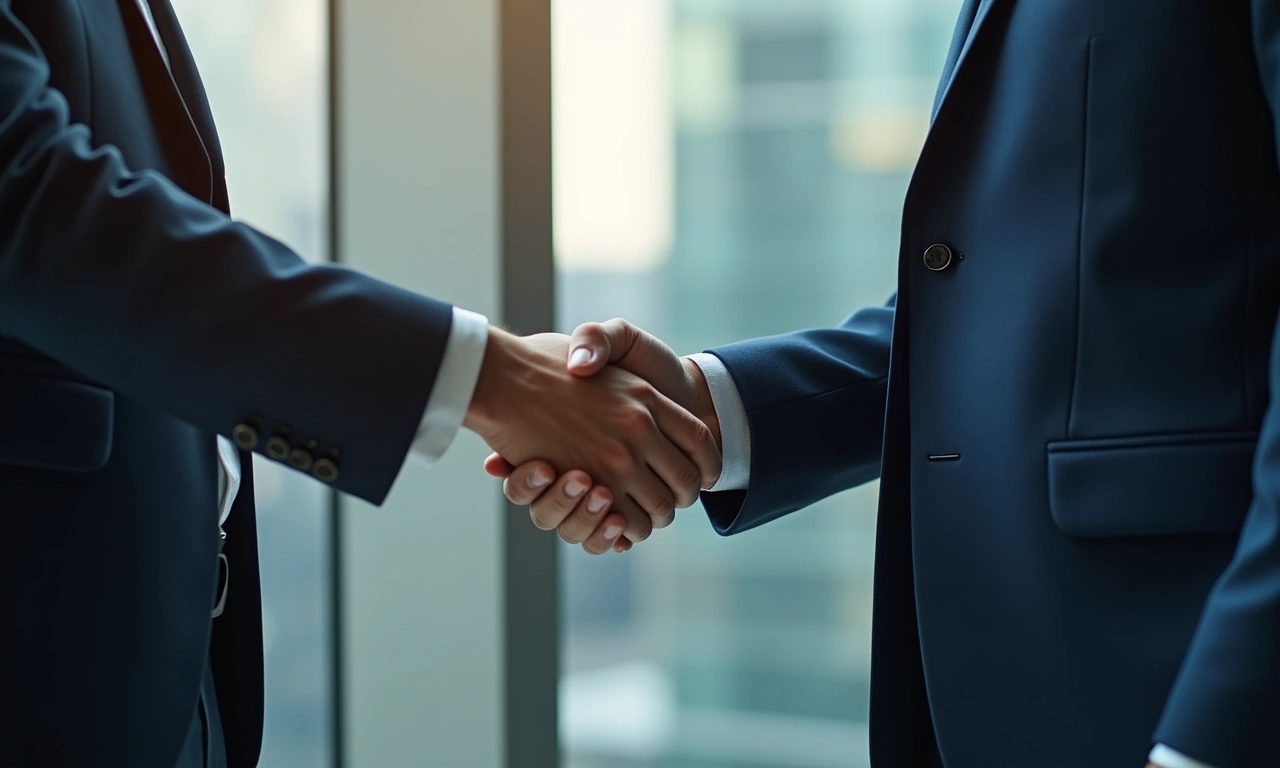 Institutional lender and operator handshake Atlanta office